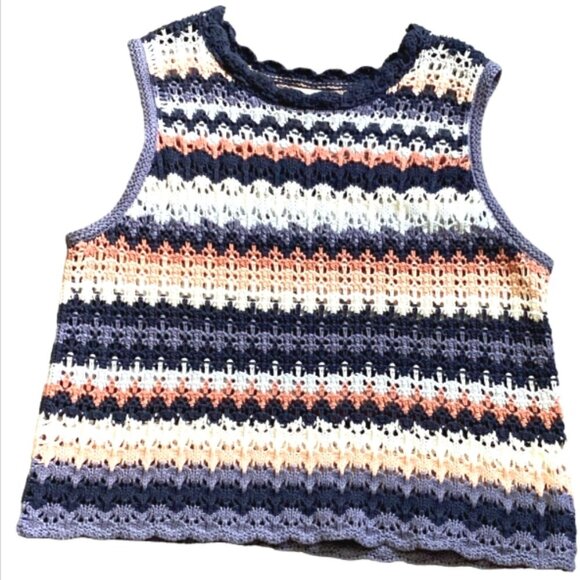 Universal Thread Cropped Sleeveless Crochet Knit Tank Top Sz M 166C - Picture 5 of 8